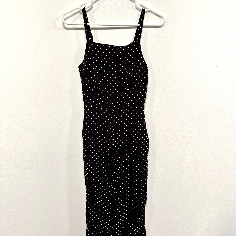 Old Navy black and white polka dot spaghetti strap jumpsuit size XS!
